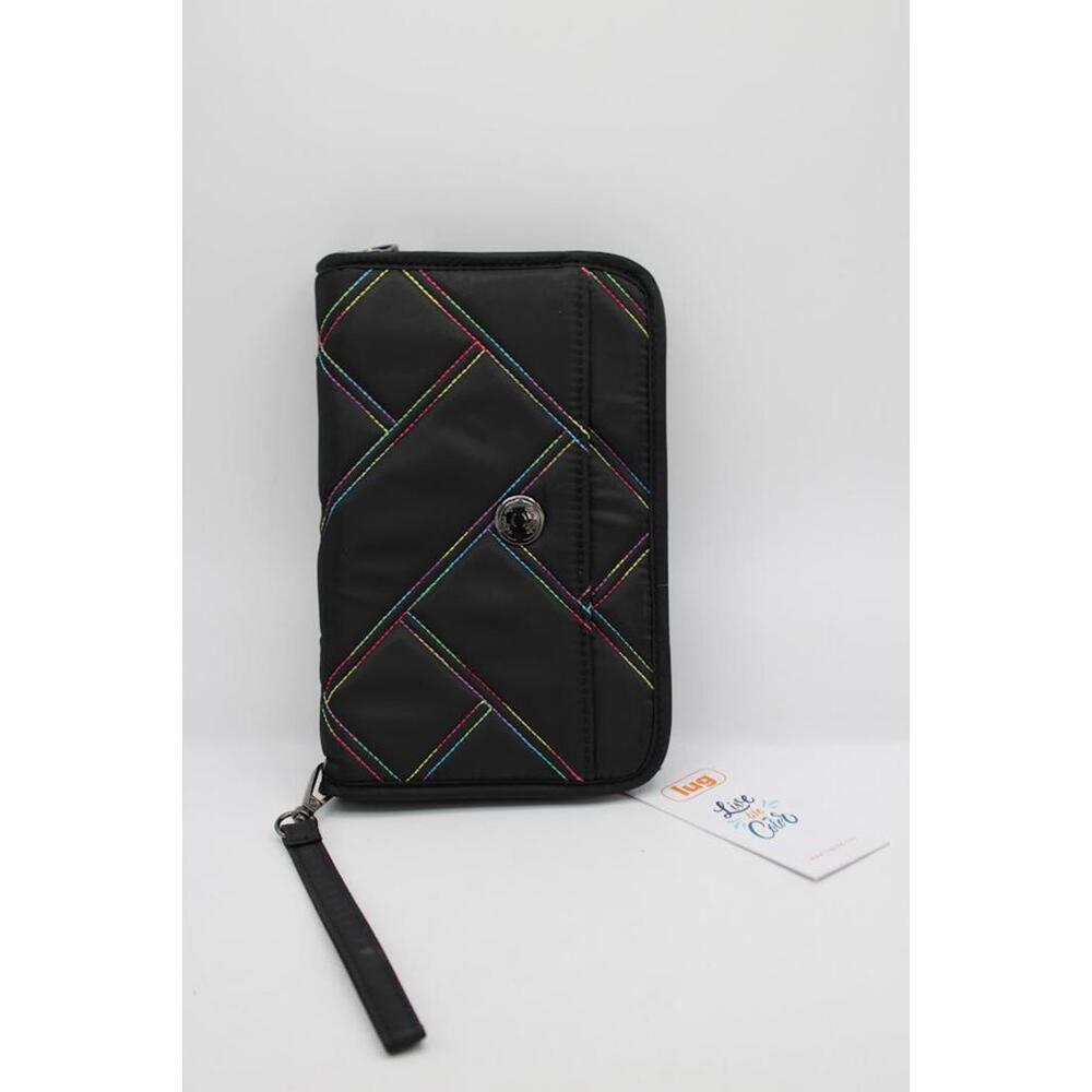 NWT Lug Zeppelin Wallet Wristlet Black W/ Rainbow Stitching